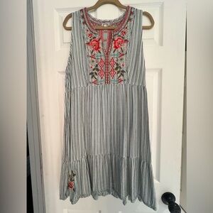 Johnny Was cotton mini dress with embroidery in xl